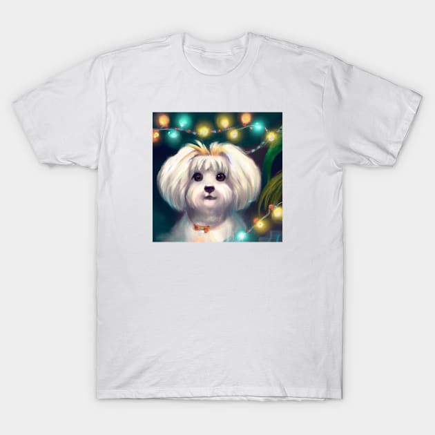 Cute Maltese Dog Drawing T-Shirt by Play Zoo